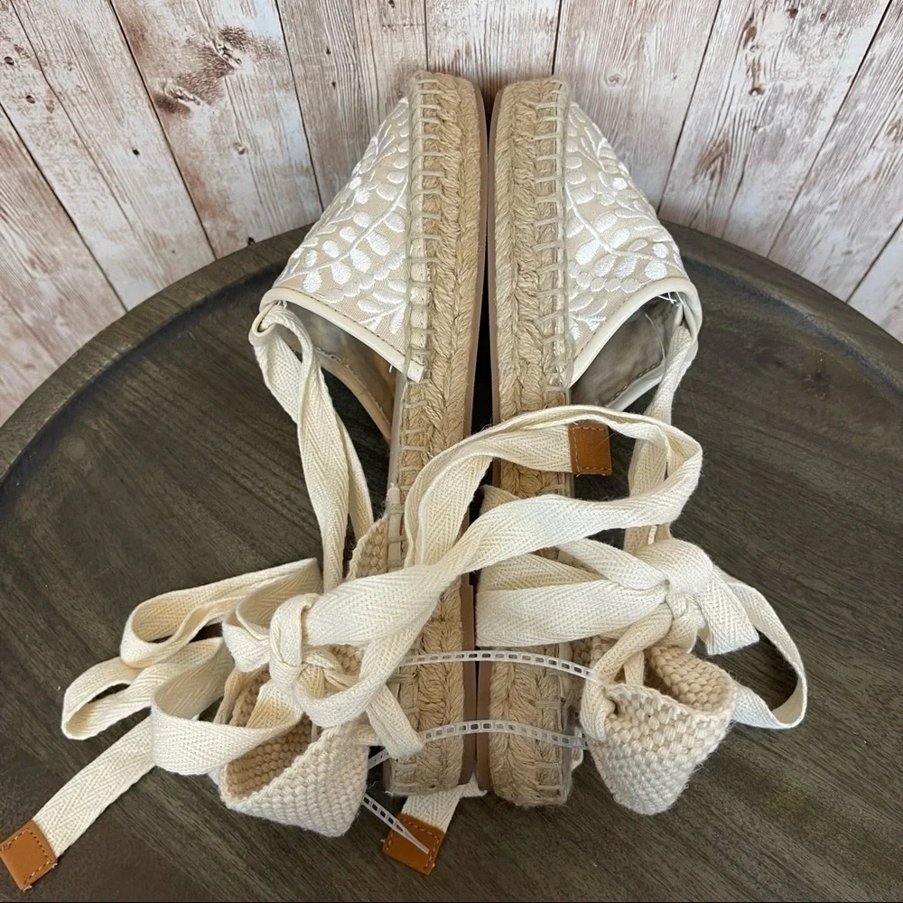 Aldo Floral Embroidered Espadrille Sandal Size 8.5 Women